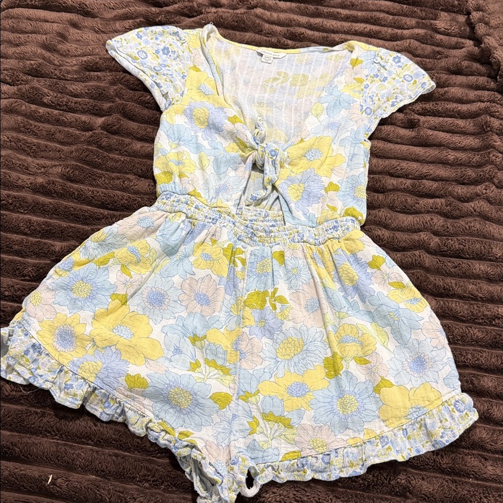 American Eagle Outfitters Light Blue and Yellow Romper